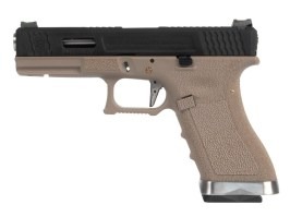 Airsoftová pistole R17 Gen4 T5 - černý závěr, stříbrná hlaveň - TAN [WE]