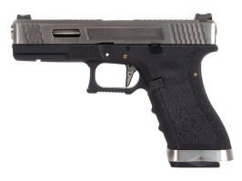 Airsoftová pistole R17 Gen4 T5 - stříbrný závěr, stříbrná hlaveň - černá [WE]