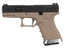 Airsoftová pistole R19 Gen4 T5 - černý závěr, stříbrná hlaveň - TAN [WE]
