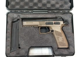 Pistolet airsoft CZ P-09 DT FDE, glissière métal, étui Gas blowback - RETOURNÉ [ASG]