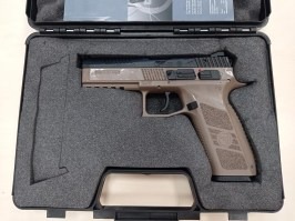 Pistolet airsoft CZ P-09 DT FDE, glissière métal, recul gaz + étui - RETOUR PAR LE CLIENT
 [ASG]
