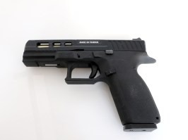 Airsoft pistol KP-13C, metal slide, gold barrel, blowback (GBB) - black - DAMAGED [KJ Works]