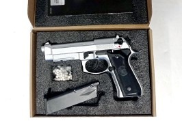 Airsoftová pistole M9A1, plyn blowback (GBB) - stříbrná - NEFUNKČNÍ [Snow Wolf]