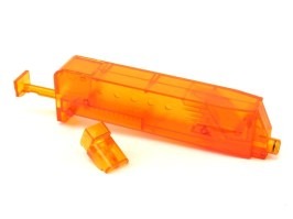 Ruční rychlo-dobíječka (plnička) zásobníků na 90-100 kuliček - oranžová [6mm Proshop]