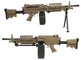 Airsoftový kulomet FN MK46 MOD 0 SOCOM s výsuvnou pažbou - celokov, DE [A&K]