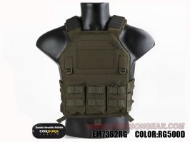 420 Plate Carrier Tactical Vest With 3 Pouches - Ranger Green [EmersonGear]