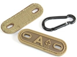 PVC 3D Blood type tag A+  - Coyote Brown (CB) [EmersonGear]