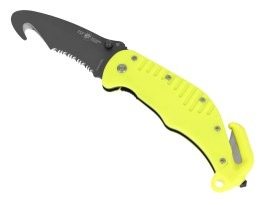 Záchranářský nůž s háčkem a zaoblenou čepelí (RKY-02) - žlutý [ESP]