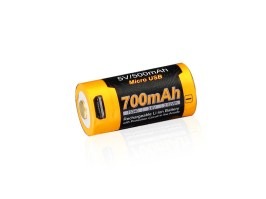 Újratölthető USB akkumulátor RCR123A / 16340 High Current 700 mAh (Li-ion) [Fenix]