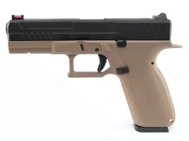 Airsoft pistol KP-13, black metal slide, blowback (GBB) - TAN [KJ Works]