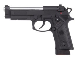 Airsoftová pistole M9 A1, celokov, CO2 blowback - černá, stříbrná hlaveň [KJ Works]