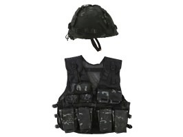 Dětská sada vesty a helmy Kids - BTP Black [KOMBAT Kids]