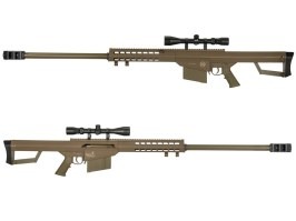 M82 (LT-20) spring action airsoft sniper rifle + riflescope, TAN - METAL BOLT [Lancer Tactical]