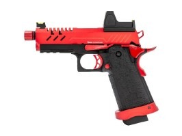 Airsoftová pištoľ Hi-Capa 3.8 PRO s kolimátorom, GBB - čierno-červená [Vorsk]