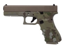 Airsoftová pistole EU7, kovový závěr, plyn, blowback - HYDRO TAN/CAMO [Raven]
