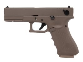 Airsoftová pistole EU8, dávka, kovový závěr, plyn, blowback - TAN [Raven]