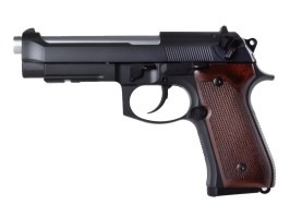 Airsoft pistol M9A1, gas blowback (GBB) - Black, Real Wood Grip [Snow Wolf]