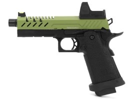 Airsoftová pistole Hi-Capa 4.3 s kolimátorem, GBB - olivový závěr [Vorsk]