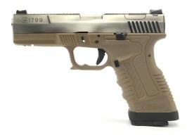 Airsoftová pistole GP1799 T8 - GBB, stříbrný kovový závěr, pískový rám, stříbrná hlaveň [WE]