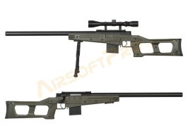 Airsoft sniper MB4408D + puškohled a dvojnožka - olivová [Well]