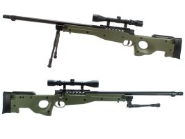 Airsoft sniper L96 (MB15DGE UPGRADE) + puškohled +dvojnožka - olivová OD [Well]