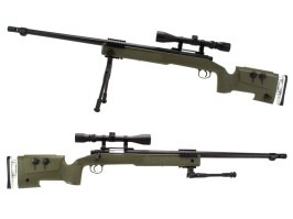 Airsoft sniper MB17D + puškohled a dvojnožka - olivová (OD) [Well]
