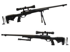 Airsoft sniper MB12D + puškohled + dvojnožka - černá [Well]