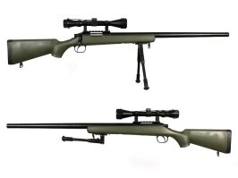 Airsoft sniper MB03D + scope and bipod, olive [Well]