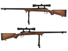Airsoft sniper VSR-10 imitace dřeva (MB07DW) + puškohled + dvojnožka [Well]