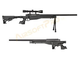 Airsoft sniper MB14D + puškohled a dvojnožka - černá [Well]