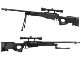 Airsoft sniper L96 OD (MB15DGE UPGRADE) + scope and bipod - black [Well]
