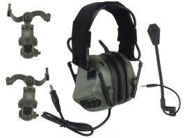 Taktický headset na helmu i přes hlavu s mikrofonem HD-20 Gen.5 - olivový [WoSport]
