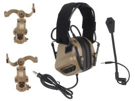 Taktický headset na helmu i přes hlavu s mikrofonem HD-20 Gen.5 - TAN [WoSport]