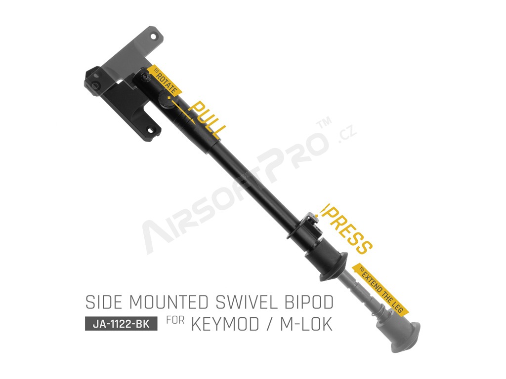 Side mounted swivel bipod including KeyMod / M-LOK mount [JJ Airsoft]