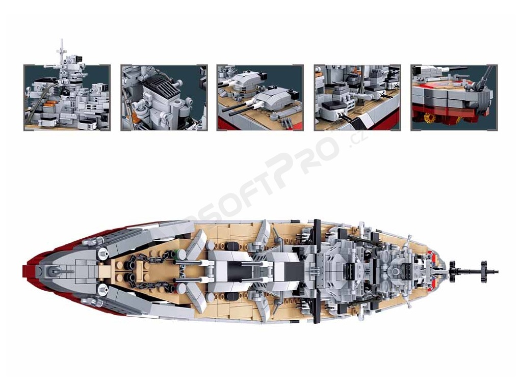 Stavebnica Model Bricks M38-B1102 Bojová loď Bismarck 2v1 1:350 [Sluban]