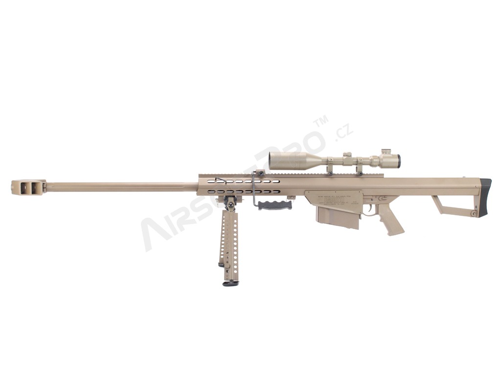 Airsoft sniper M82 BARRETT (SW-02A), puškohled + dvojnožka, TAN [Snow Wolf]