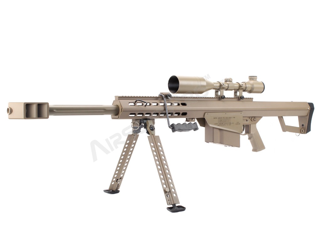 Airsoft sniper M82 CQB BARRETT (SW-02CQB-A), puškohled + dvojnožka, TAN [Snow Wolf]
