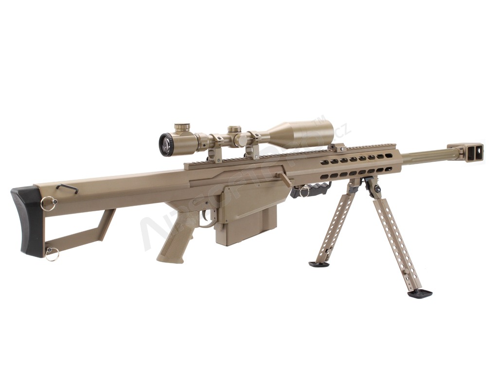Airsoft sniper M82 CQB BARRETT (SW-02CQB-A), puškohled + dvojnožka, TAN [Snow Wolf]