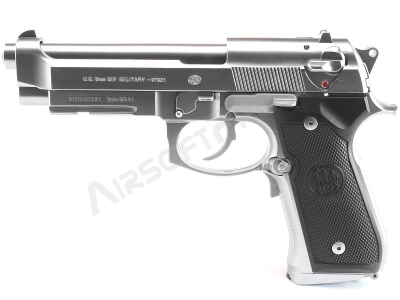Airsoftová elektrická pistole M9A1 stříbrná, střelba dávkou, blowback (EBB) [Tokyo Marui]