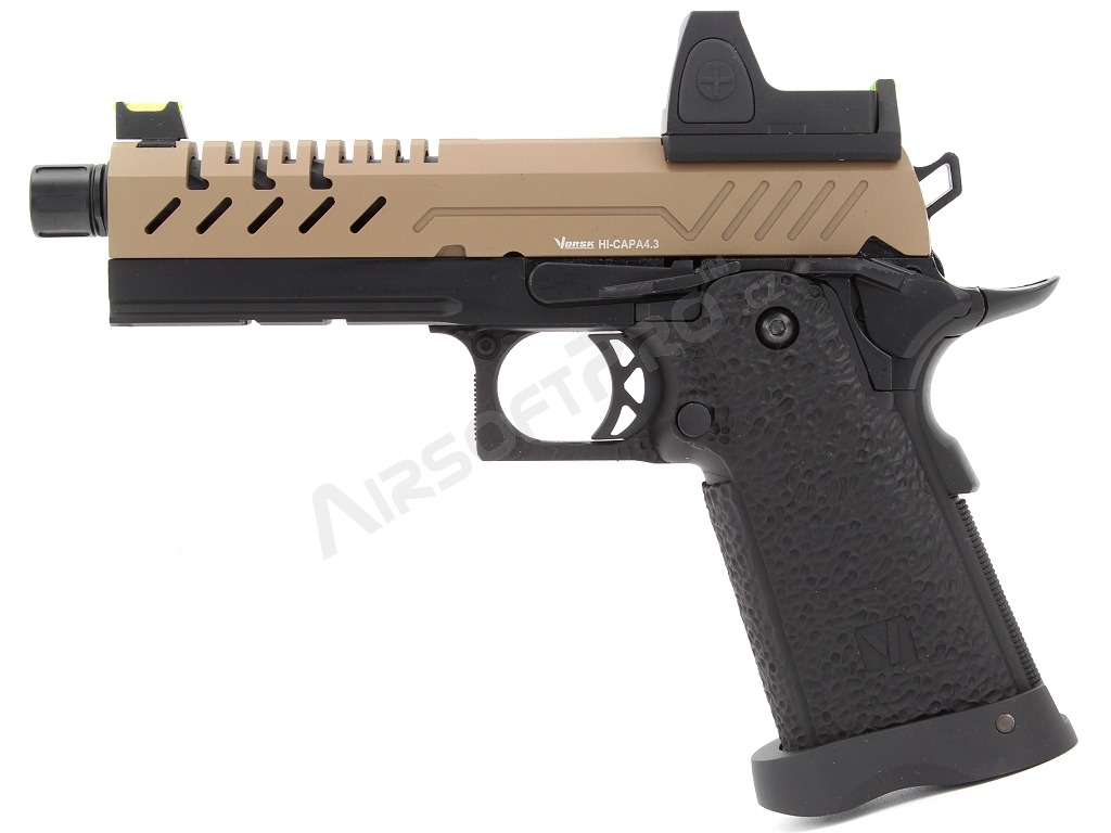 Airsoft GBB pistol Hi-Capa 4.3 + Red Dot, TAN slide [Vorsk]