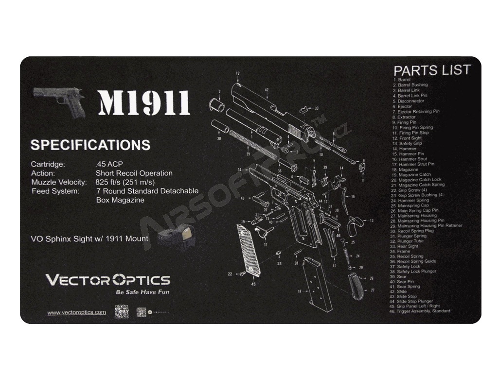 Alfombrilla para banco de limpieza de armas M1911 (50 x 31 cm) [Vector Optics]