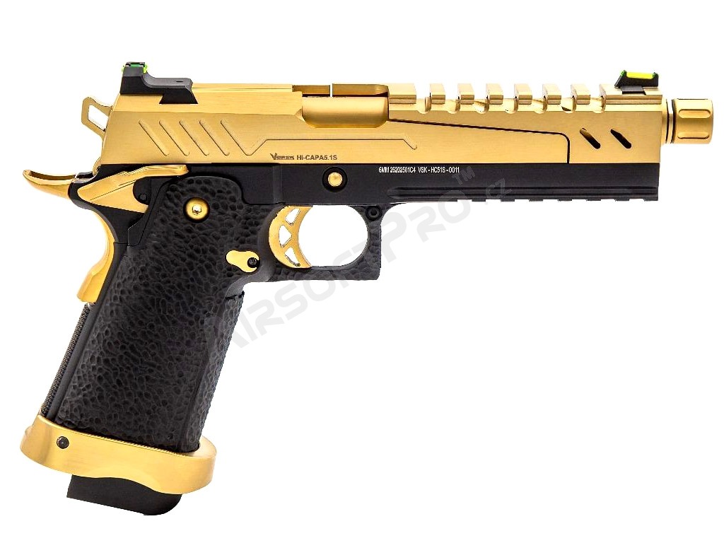 Pistola airsoft GBB Hi-Capa 5.1S - Corredera dorada [Vorsk]