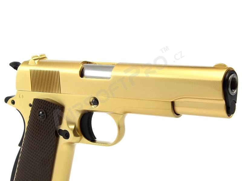 Airsoftová pistole M1911 A1 - plyn, blowback, celokov - pozlacený 24K zlatem ! [WE]