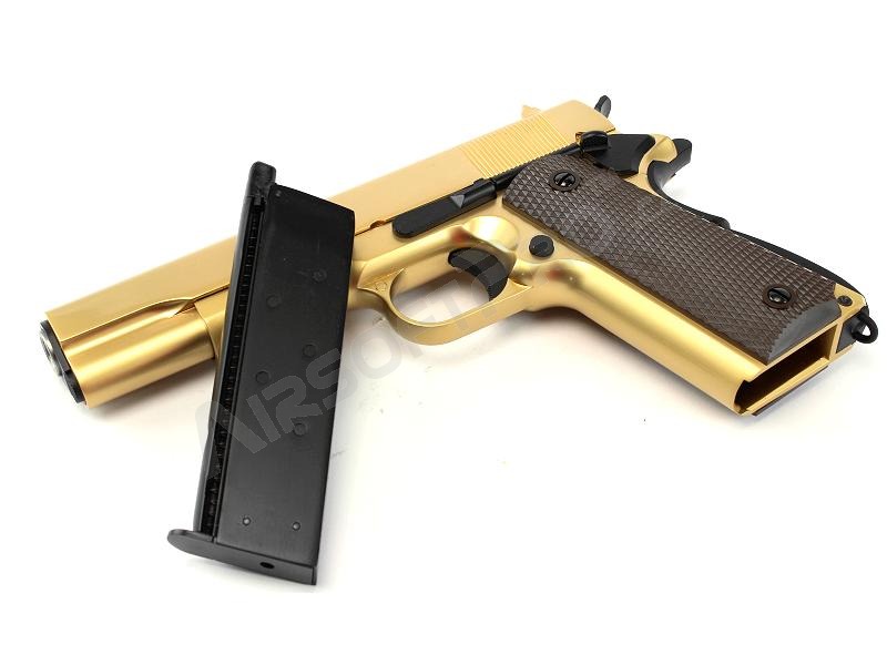 Pistola airsoft M1911 A1 - gas blowback, full metal - bañada en oro 24K [WE]