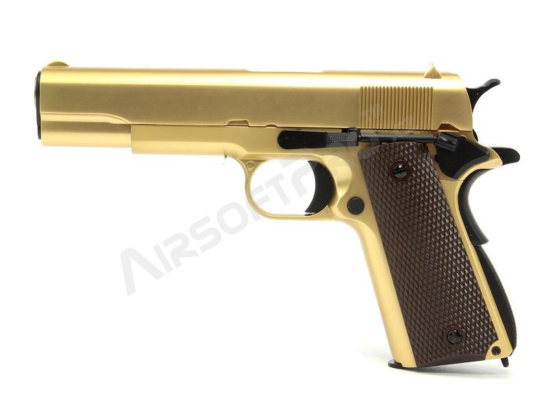 Airsoftová pistole M1911 A1 - plyn, blowback, celokov - pozlacený 24K zlatem ! [WE]