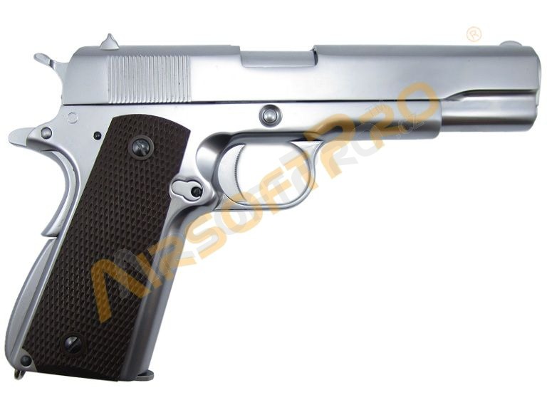 Airsoftová pistole M1911 A1 (Ver.3) chromovaná - celokov, blowback [WE]