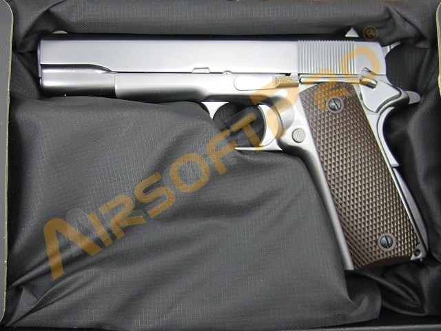 Airsoft pistol M1911 A1 (Ver.3) Matt Chrome - gas blowback, full metal [WE]