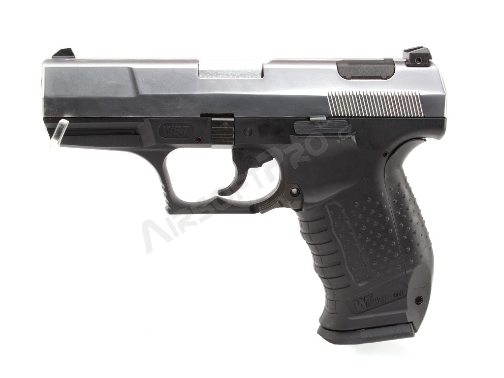 Airsoftová pistole E99 (P99) God of War - celokov, blowback - stříbrný závěr [WE], Walther, P99