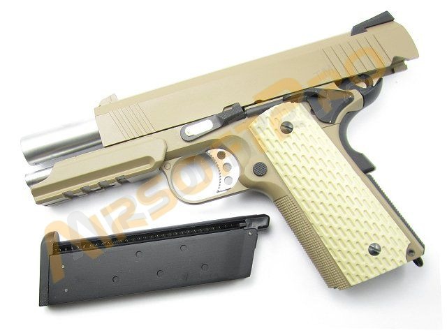 Pistola de airsoft Desert Warrior 4.3 OPS, fullmetal, blowback [WE]