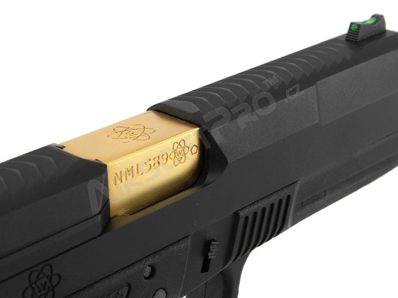 Airsoftová pistole GP1799 T1 - GBB, černý kovový závěr, černý rám, zlatá hlaveň [WE]
